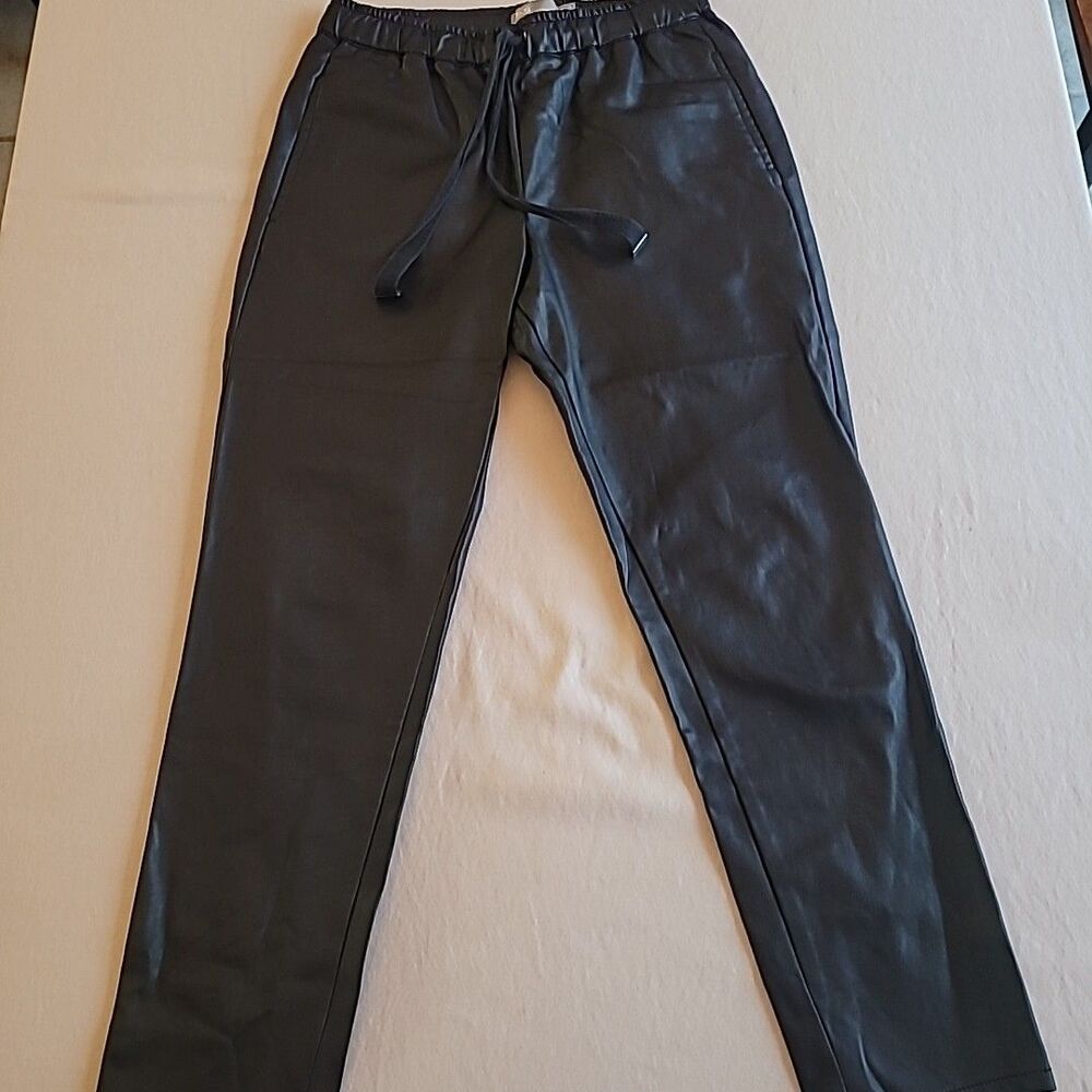 ASOS Design - Womens Faux Leather Pants - Elastic & Drawstring Size 4 Hi Rise